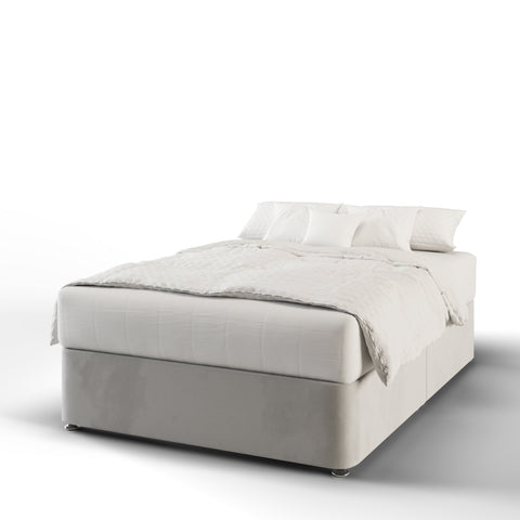 Valencia Plain Middle Curve Wing Bespoke Headboard Divan Base Storage Bed with Mattress Options-Divan Bed-Chic Concept