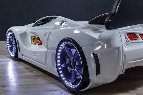 Forza Children's Novelty Kids White Racing Car Bed - 3FT Single-Car Beds-Chic Concept