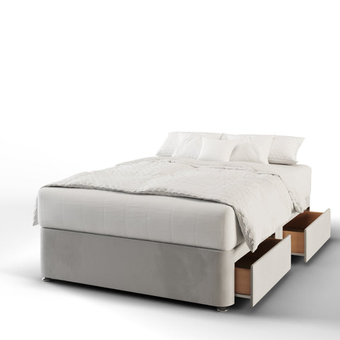 Victoria Plain Border Straight Wing Bespoke Headboard Divan Base Storage Bed with Mattress Options-Divan Bed-Chic Concept
