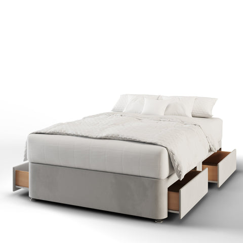 Victoria Plain Border Middle Curve Wing Bespoke Headboard Divan Base Storage Bed with Mattress Options-Divan Bed-Chic Concept