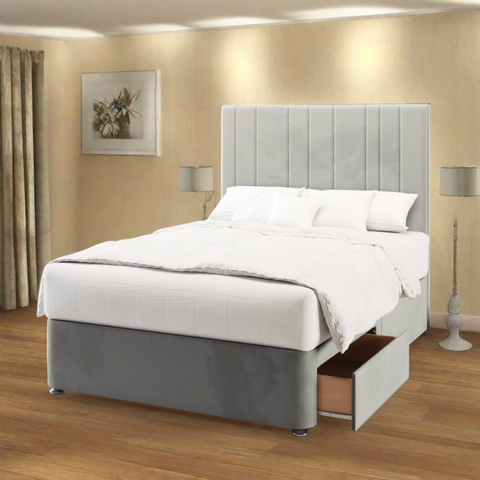 Havana Multi Vertical Panels Headboard Divan Bed Base with Mattress Options-Divan Bed-Chic Concept