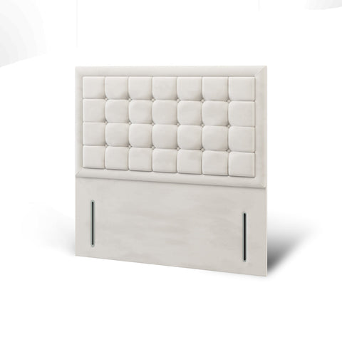 Aspire Large Cubic Buttoned Border Fabric Upholstered Tall Headboard with Kids Divan Bed Base & Mattress Options-Divan Bed-Chic Concept