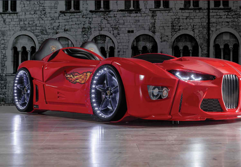 Forza Children's Novelty Kids Red Racing Car Bed - 3FT Single-Car Beds-Chic Concept
