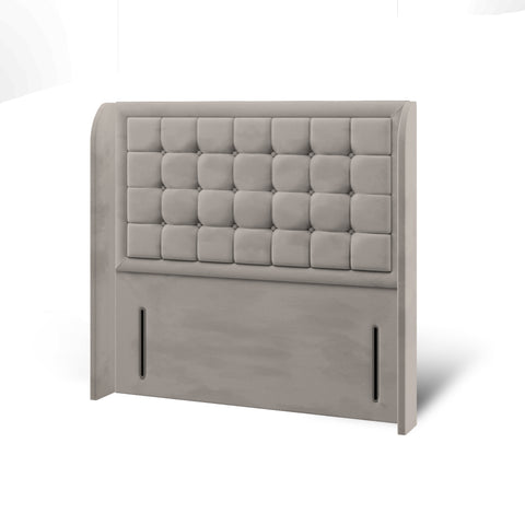 Aspire Large Cubic Buttoned Border Fabric Upholstered Sierra Winged Headboard with Ottoman Storage Bed & Mattress Options-Ottoman Bed-Chic Concept