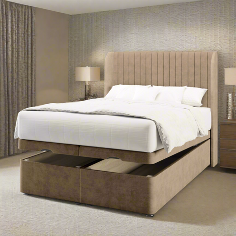 Vienna Fluted Fabric Upholstered Sierra Winged Headboard with Ottoman Storage Bed & Mattress Options-mws_apo_generated-Chic Concept