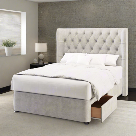 Duke Chesterfield Wing Bespoke Tall Headboard Divan Base Storage Bed with Mattress options-mws_apo_generated-Chic Concept