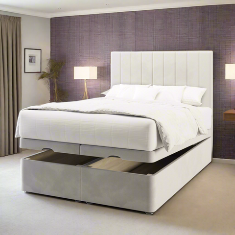Durham Vertical Lines Fabric Upholstered Tall Headboard with Ottoman Storage Bed & Mattress Options-mws_apo_generated-Chic Concept