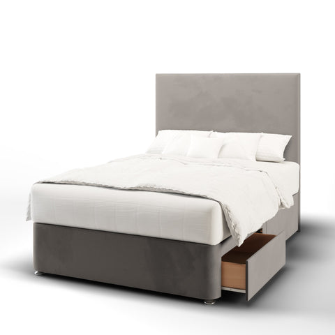 Valencia Plain Fabric Upholstered Tall Headboard with Kids Divan Bed Base & Mattress Options-Divan Bed-Chic Concept