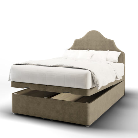 Ophelia Fabric Upholstered Tall Headboard with Ottoman Storage Bed & Mattress Options-Ottoman Bed-Chic Concept