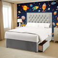 Haven Chesterfield Buttoned Border Fabric Upholstered Tall Headboard with Kids Divan Bed Base & Mattress Options-Divan Bed-Chic Concept