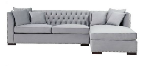 Grey Velvet Chesterfield Corner Sofa-Chesterfield Sofa-Chic Concept