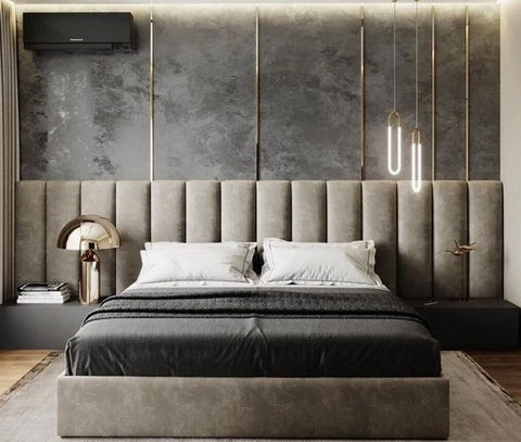 New Low Vertical Wall Panels Bespoke Designer Wall Mounted Headboard Fabric Upholstered Bed - Build Your Bed-Build Your Bed-Chic Concept