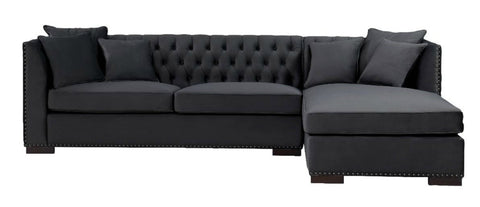 Modern Black Velvet Chesterfield Corner Sofa-Chesterfield Sofa-Chic Concept