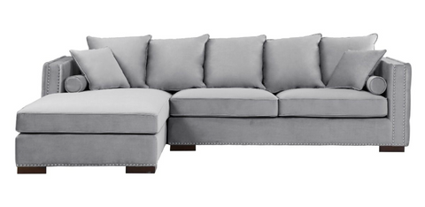 Grey Velvet Moscow Corner Sofa-Fabric Sofa-Chic Concept