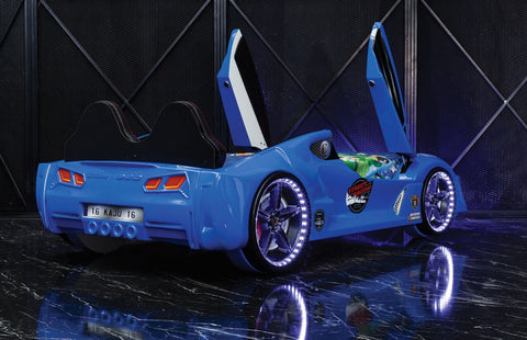 Aventa Children's Novelty Kids Blue Racing Car Bed - 3FT Single-Car Beds-Chic Concept