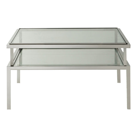 Salerno Clear Glass Silver Coffee Table-Coffee Table-Chic Concept