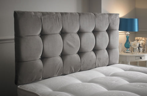 Large Cubic Buttoned Fabric Upholstered Bespoke Low Headboard-Low Headboard-Chic Concept