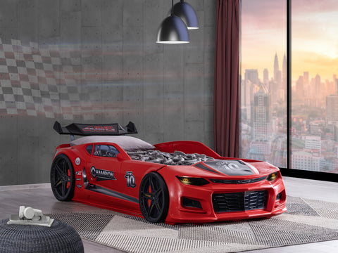 Champion Children's Novelty Kids Red Race Car Bed with LED Lights, Sound & Bluetooth-Children's Bed-Chic Concept