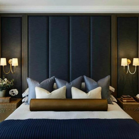 New 4 Panel Wall Mounted Fabric Upholstered Headboard-Bed-Chic Concept