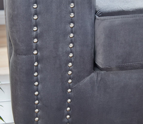 Grey Velvet Washington Chesterfield Corner Sofa-Chesterfield Sofa-Chic Concept