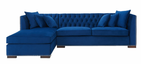 Royal Blue Velvet Chesterfield Corner Sofa-Chesterfield Sofa-Chic Concept
