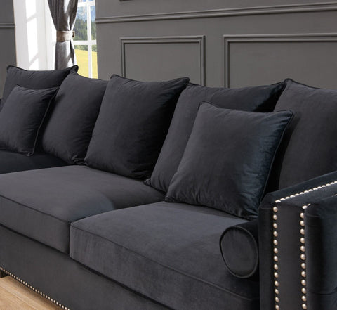 Black Velvet Fabric Moscow Corner Sofa-Fabric Sofa-Chic Concept