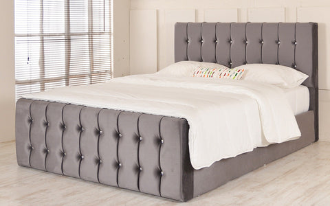 Vertical Panel Two Buttoned Sleigh Bed-Sleigh Bed-Chic Concept