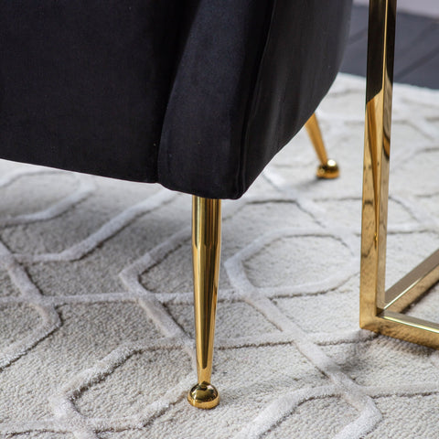Black Velvet Barletta Gold Armchair-Occasional Chair-Chic Concept