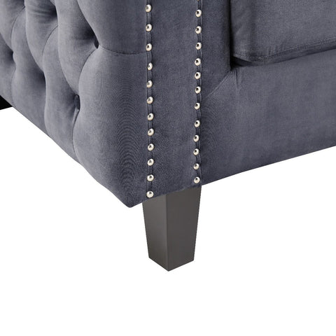 Grey Velvet Washington Chesterfield Corner Sofa-Chesterfield Sofa-Chic Concept