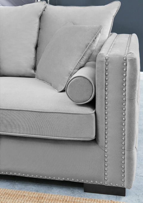 Grey Velvet Moscow Corner Sofa-Fabric Sofa-Chic Concept