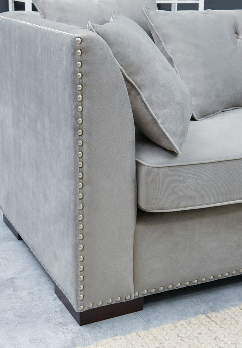 Grey Velvet Chesterfield Corner Sofa-Chesterfield Sofa-Chic Concept