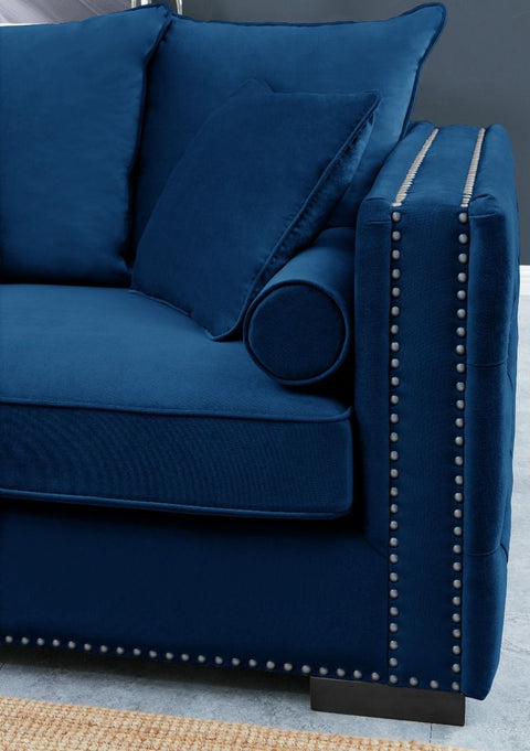 Royal Blue Velvet Moscow Corner Sofa-Fabric Sofa-Chic Concept