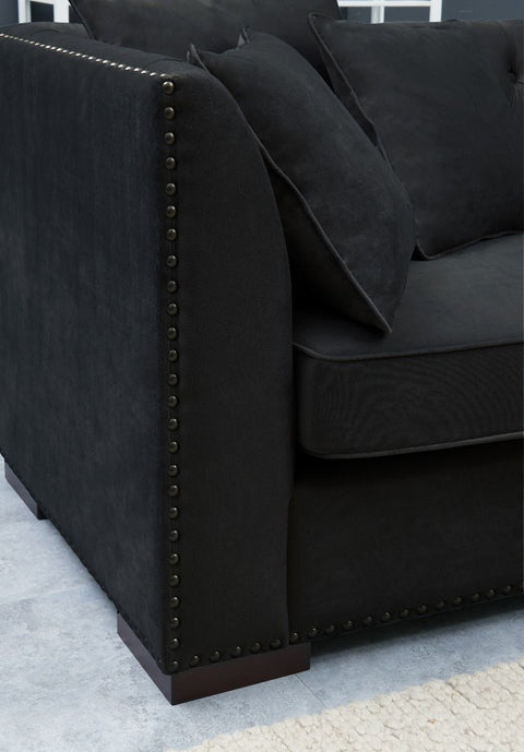 Modern Black Velvet Chesterfield Corner Sofa-Chesterfield Sofa-Chic Concept