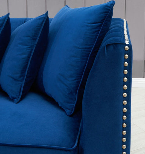 Royal Blue Velvet Chesterfield Corner Sofa-Chesterfield Sofa-Chic Concept