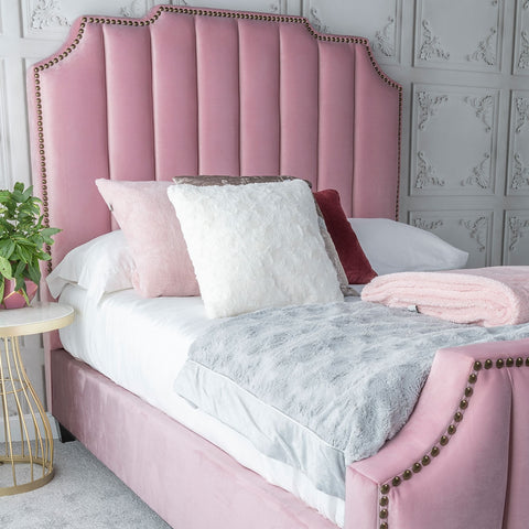 Urbano Art Deco Pink Sleigh Bed-Sleigh Bed-Chic Concept