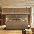 New Bespoke Luxury Wide 4 Panels Curved Wall Mounted Fabric Upholstered Wall Board Headboard-Bed-Chic Concept