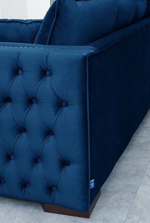 Royal Blue Velvet Moscow Corner Sofa-Fabric Sofa-Chic Concept