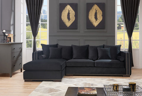 Black Velvet Fabric Moscow Corner Sofa-Fabric Sofa-Chic Concept