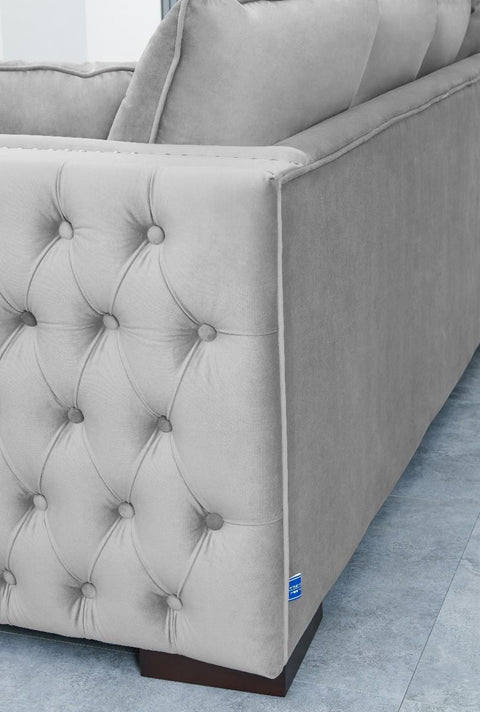 Grey Velvet Moscow Corner Sofa-Fabric Sofa-Chic Concept