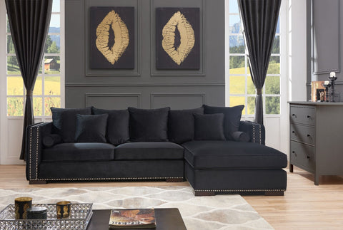 Black Velvet Fabric Moscow Corner Sofa-Fabric Sofa-Chic Concept