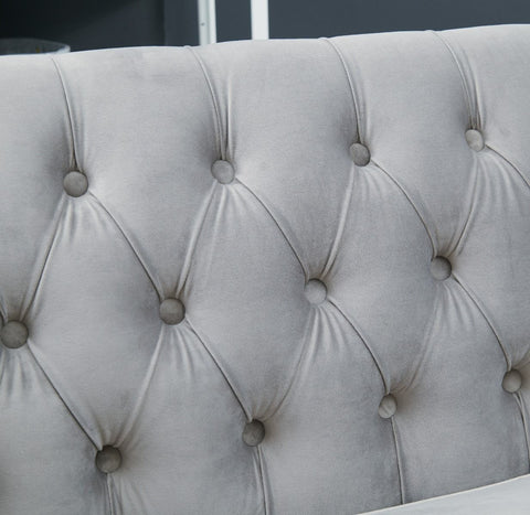 Grey Velvet Chesterfield Corner Sofa-Chesterfield Sofa-Chic Concept
