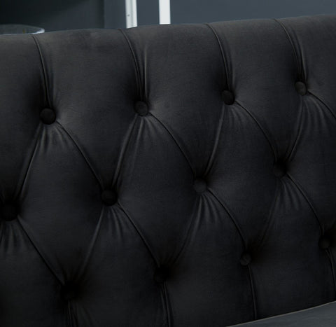Modern Black Velvet Chesterfield Corner Sofa-Chesterfield Sofa-Chic Concept