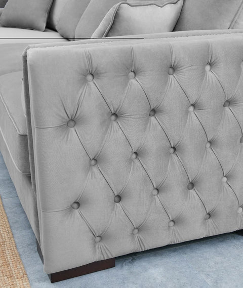 Grey Velvet Moscow Corner Sofa-Fabric Sofa-Chic Concept