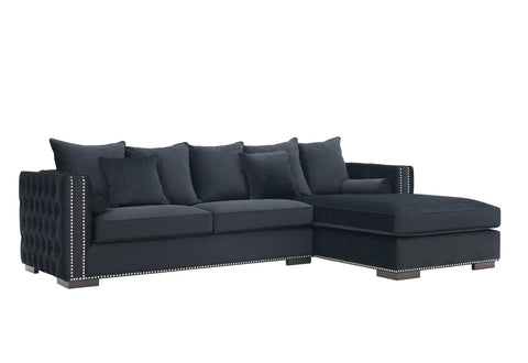 Black Velvet Fabric Moscow Corner Sofa-Fabric Sofa-Chic Concept