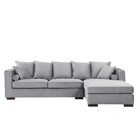 Grey Velvet Moscow Corner Sofa-Fabric Sofa-Chic Concept