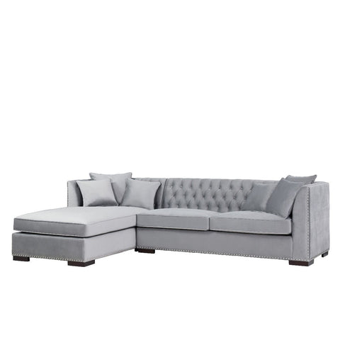 Grey Velvet Chesterfield Corner Sofa-Chesterfield Sofa-Chic Concept