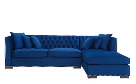 Royal Blue Velvet Chesterfield Corner Sofa-Chesterfield Sofa-Chic Concept