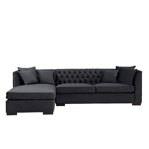 Modern Black Velvet Chesterfield Corner Sofa-Chesterfield Sofa-Chic Concept
