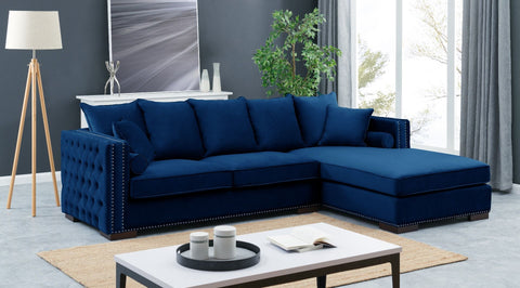 Royal Blue Velvet Moscow Corner Sofa-Fabric Sofa-Chic Concept