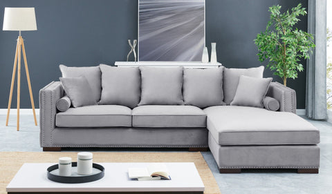 Grey Velvet Moscow Corner Sofa-Fabric Sofa-Chic Concept